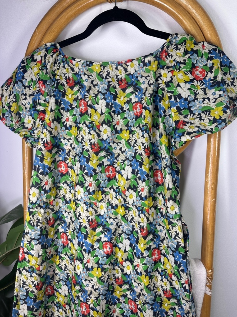 Vintage Floral Green and Black Colorful Maxi Dress sz S - Picture 4 of 11
